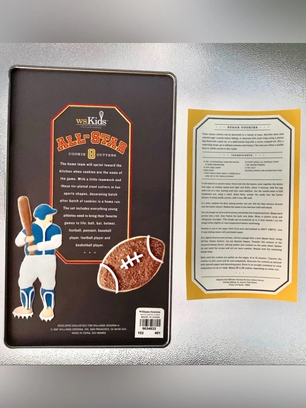 Williams-Sonoma All-Star Sports 8 Cookie Cutter Set in Sports Locker Design Tin